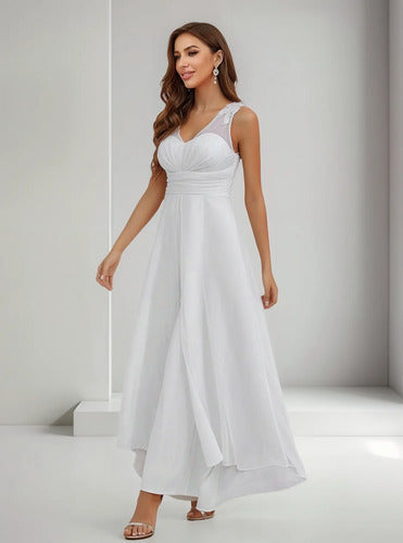 Entero Jumpsuit Mono Fiesta Novia Civil Pierna Ancha El 171 Blanco S