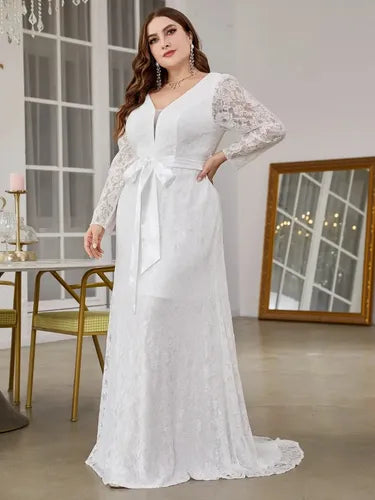 Vestido Novia Largo Blanco Talla Grande Ns 16