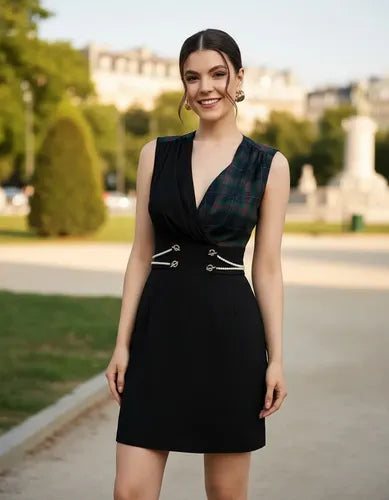 Vestido Fiesta Cóctel Estampado Tartán Escote Cruzado Va 560