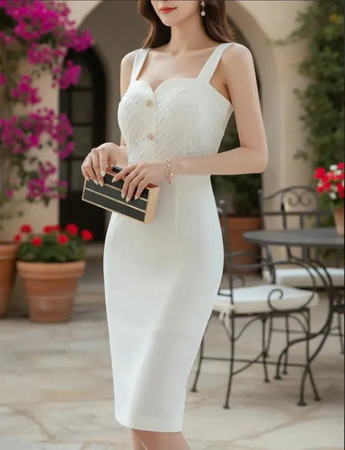 Vestido Blanco Bodycon Novia Civil Fiesta Hq 34