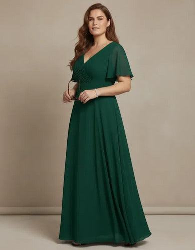 Vestido evasé largo al tobillo burdeo talla grande