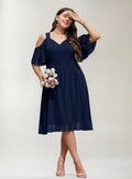 Vestido Fiesta Talla Grande Manga Hombros Descubierto Vg 152