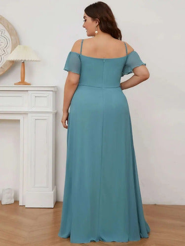Vestido Fiesta Largo Talla Grande Hombros Descubierto Ep 198