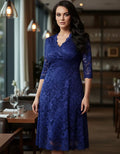Vestido Talla Grande Encaje Azul Vg 23 Azul Xl