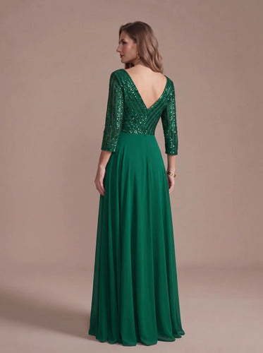 Vestido evasé largo al tobillo de gasa