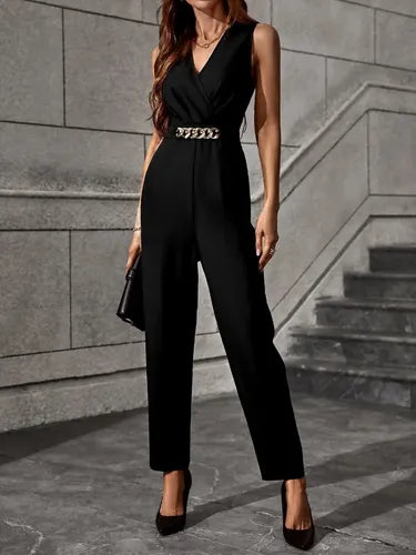 Entero Jumpsuit Mono Negro Fiesta Cadena El 123