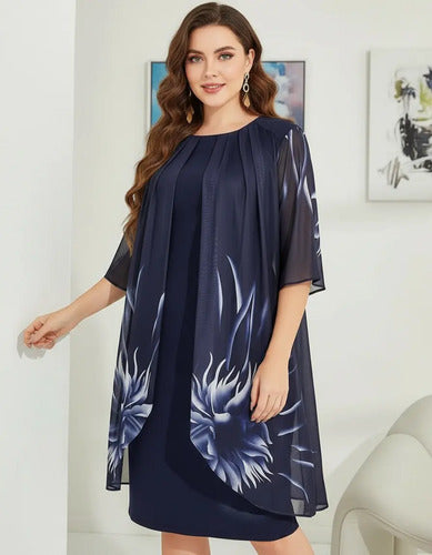 Vestido Fiesta Talla Grande  Negro Vg 48