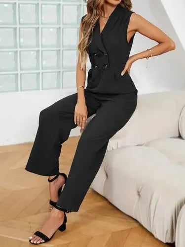 Entero Jumpsuit Mono Pierna Ancha El 190 Negro M