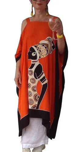 Vestido Blusón Afro Talla Grande Hombros Descubiertos Vd 89