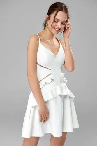 Vestido Fiesta Blanco Boda Matrimonio Corto Td 14 Blanco 40