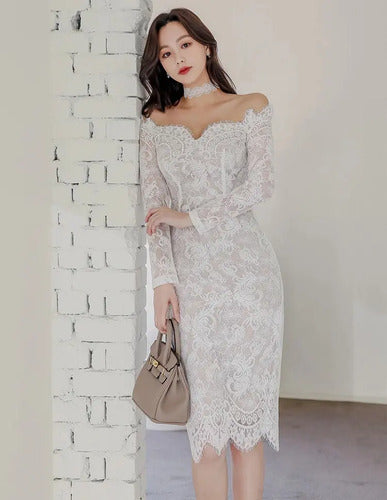 Vestido Formal Coctel Fiesta Pequeño Encaje Mangas Va 439