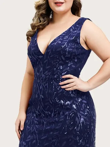Vestido Fiesta Lentejuela Sirena Tul Talla Grande Ep 143