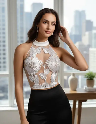 Top Blusa Mujer Fiesta Transparente Bb 59