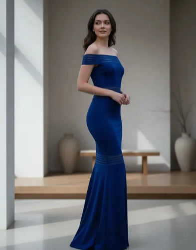 Vestido Azul Largo De Fiesta Graduación Va 196 Azul Oscuro L