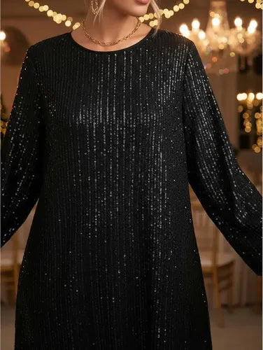 Vestido Negro Fiesta Lentejuelas