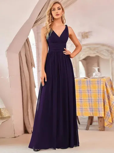 Vestido Fiesta Gasa Escote V Graduación Matrimonio Ep 07