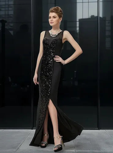 Vestido Fiesta Largo Gasa Ep 59 Negro 8