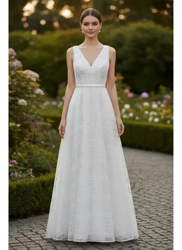 Vestido De Novia Largo Evasé Ne 15