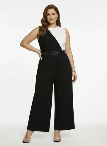 Mono negro sin mangas talla grande para fiesta