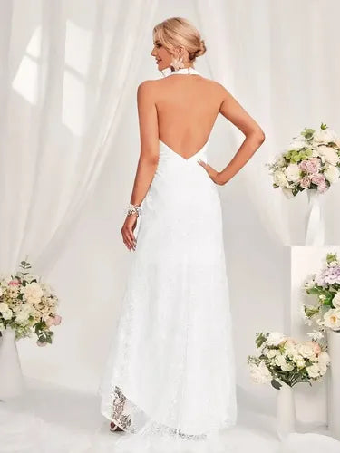 Vestido De Novia Encaje Escote Halter Delpilar Ns 06