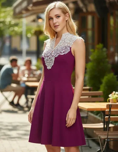 Vestido Burdeo  Y Purpura Tallas Grande Va 66