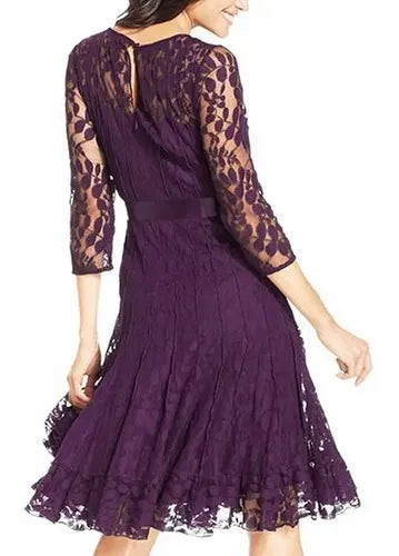 Vestido Purpura De Encajes Ve 61 Violeta 40