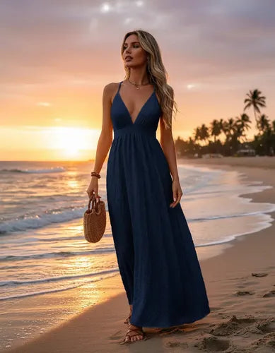 Vestido Largo Bohemio Playa Estampado Floral Verano