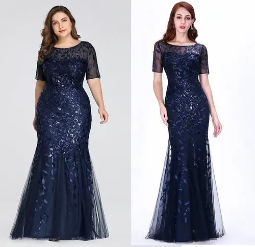 Vestido Fiesta Largo Lentejuelas Manguita Talla Ep 131