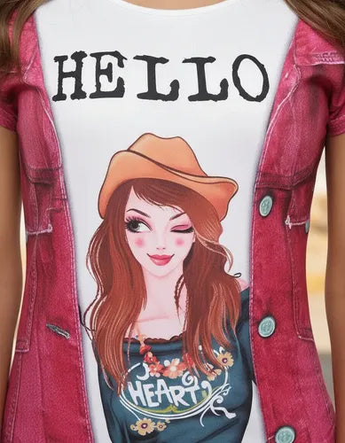 Polera Mujer Estampada Multicolor S