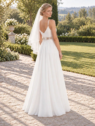 Vestido de novia princesa de gasa forrada