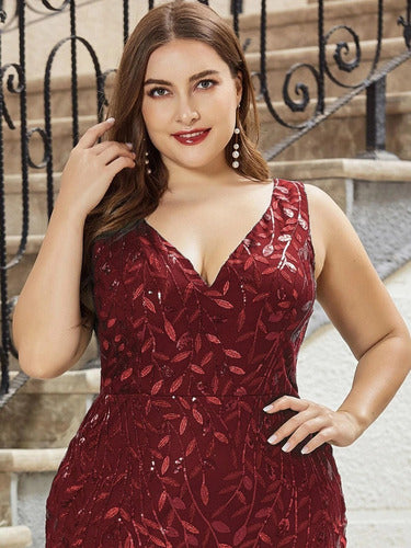 Vestido Fiesta Lentejuela Sirena Tul Talla Grande Ep 143