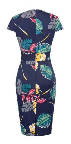 Vestido Azul Bodycon  Manguita  Va 298 Azul L
