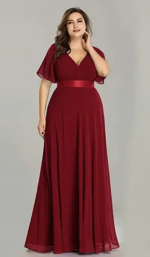 Vestido Fiesta Largo Burdeo Azul Talla Grande 18 20 22 Ep 16
