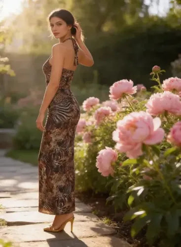 Vestido Cóctel Ajustado Fiesta Para Mujer Delpilar Va 539 Animal Print M