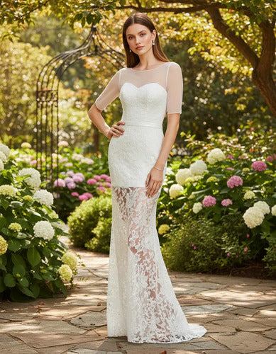Vestido De Novia Mangas Encaje Transparencia Nd 03 Blanco 8