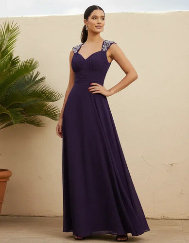 Vestido largo evasé hombros descubiertos