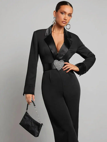 Entero Jumpsuit Cuello Con Solapa, Con Cinturón El 112