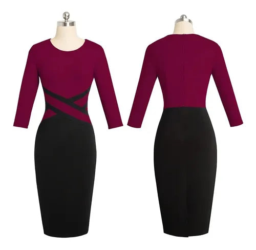 Vestido Formal Oficina Coctel Negro Gris Va 410