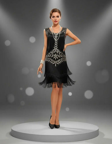 Vestido vintage charleston años 20 escote V