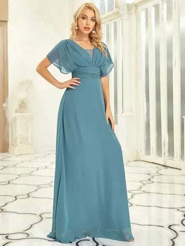 Vestido Fiesta Largo Gasa  Manga  Ep 189c