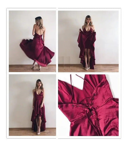 Vestido Fiesta Cóctel Asimétrico Graduación  Va 382