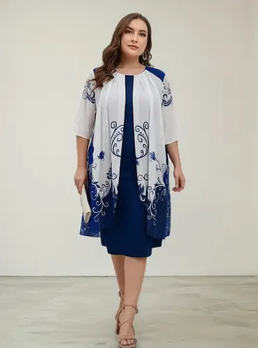 Vestido Fiesta Talla Grande Estampado Floral Vg 131