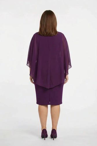 Vestido midi manga capa talla grande