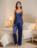 Pijama Mujer Raso Pantalón Y Camisa Pj 02 Delpilar Azul L