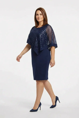 Vestido tubo manga capa talla grande