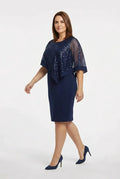 Vestido tubo manga capa talla grande