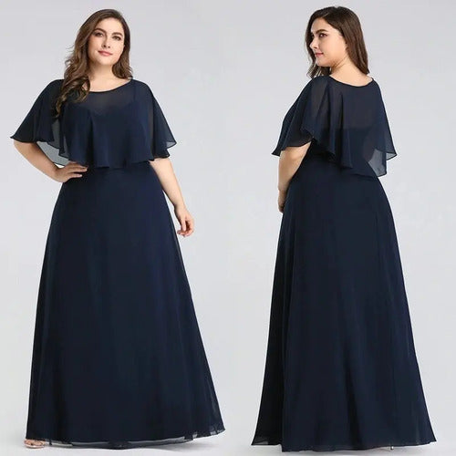 Vestido Fiesta Matrimonio Talla Grande Ep 128 Azul Oscuro 18