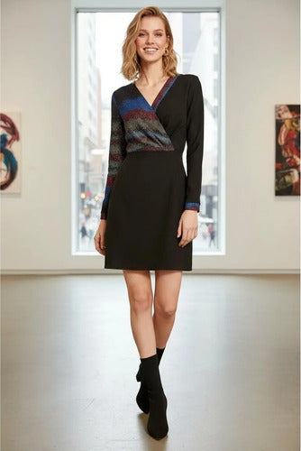Vestido Negro Manga Larga Td 26 Negro 38