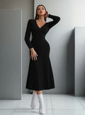 Vestido De Punto Cuello Cruzado Jersey Canalé Vt 01