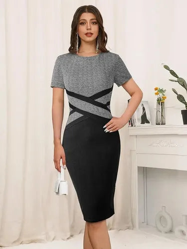 Vestido Formal Oficina Coctel Negro Gris Va 410